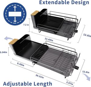 Large Dish Drying Rack with Drainboard Set, Stainless Steel Detachable 2-in-1 Large-Capacity 2-Tier Over The Sink Anti-Rust Dish Rack and Dish Drainer for Kitchen Counter - Image 6