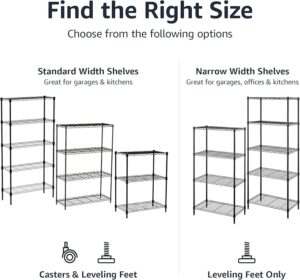 4-Shelf Adjustable Heavy Duty Steel Wire Rack Storage Shelving Organizer for Kitchen, Garage, 36" L x 14" W x 54" H, Black - Image 6