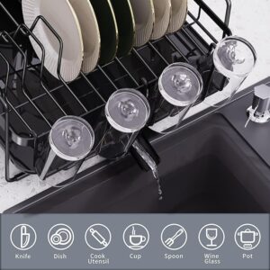 Large Dish Drying Rack with Drainboard Set, Stainless Steel Detachable 2-in-1 Large-Capacity 2-Tier Over The Sink Anti-Rust Dish Rack and Dish Drainer for Kitchen Counter - Image 3
