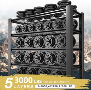 Heavy Duty Garage Shelving Unit with Wire Grid Shelves, 76.6" H x 60" W x 24" D, 5-Tier Adjustable Metal Shelving, Industrial Garage Storage Shelf for Heavy Duty Shelving, Storage Room, Basement-1Pack - Image 10