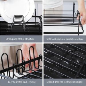 Large Dish Drying Rack with Drainboard Set, Stainless Steel Detachable 2-in-1 Large-Capacity 2-Tier Over The Sink Anti-Rust Dish Rack and Dish Drainer for Kitchen Counter - Image 2