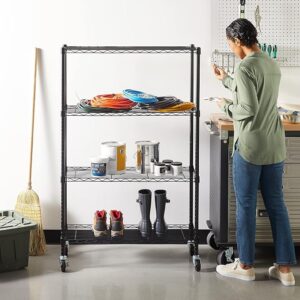 4-Shelf Adjustable Heavy Duty Steel Wire Rack Storage Shelving Organizer for Kitchen, Garage, 36" L x 14" W x 54" H, Black
