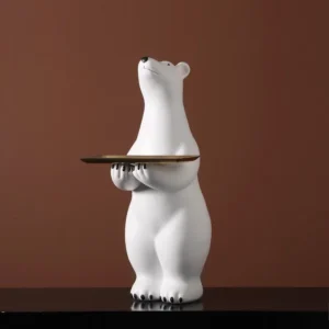 Creative Polar Bear Tray Living Room Decoration Large Animal Storage Tray Porch Polar Bear Sculpture Home Decoration - Image 6