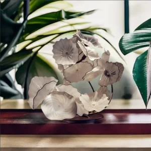 Custom Made Modern European Tall Murano Glass Sculpture Hand Blown White Flower Vase Home Living Room Garden Decorative Plate - Image 3