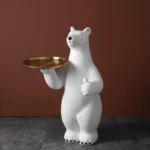 Creative Polar Bear Tray Living Room Decoration Large Animal Storage Tray Porch Polar Bear Sculpture Home Decoration