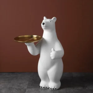 Creative Polar Bear Tray Living Room Decoration Large Animal Storage Tray Porch Polar Bear Sculpture Home Decoration
