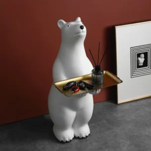 Creative Polar Bear Tray Living Room Decoration Large Animal Storage Tray Porch Polar Bear Sculpture Home Decoration - Image 3