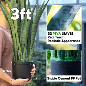 Realistic Faux Snake Grass 60-120cm Indoor PU Artificial Plant with Pot for Home Decor - Image 3