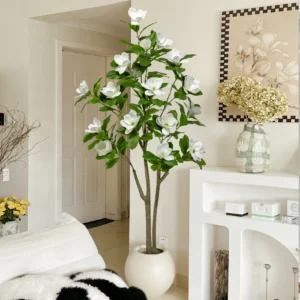 Indoor Wedding Decorations Artificial Magnolia Camellia Bonsai Plastic Flower Tree-shaped Artificial Realistic Leaves - Image 4