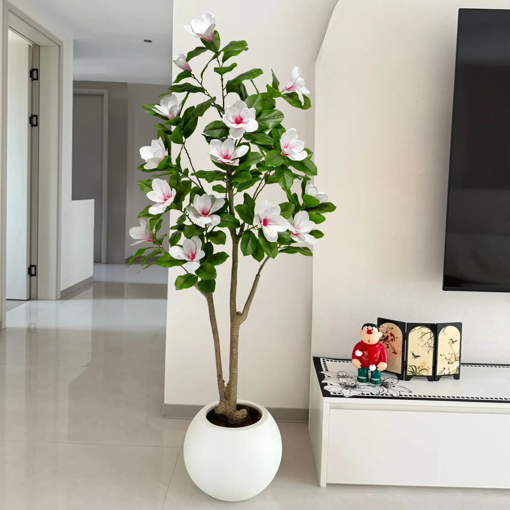Indoor Wedding Decorations Artificial Magnolia Camellia Bonsai Plastic Flower Tree-shaped Artificial Realistic Leaves