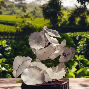 Custom Made Modern European Tall Murano Glass Sculpture Hand Blown White Flower Vase Home Living Room Garden Decorative Plate - Image 5