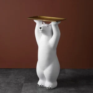 Creative Polar Bear Tray Living Room Decoration Large Animal Storage Tray Porch Polar Bear Sculpture Home Decoration - Image 4