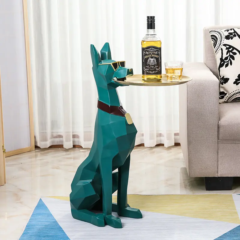 Creative Floor Tray Dog Decoration Nordic Light Luxury Living Room Home Decoration French Fighting Dog Decoration