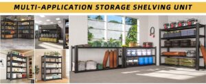 Heavy Duty Garage Shelving Unit with Wire Grid Shelves, 76.6" H x 60" W x 24" D, 5-Tier Adjustable Metal Shelving, Industrial Garage Storage Shelf for Heavy Duty Shelving, Storage Room, Basement-1Pack - Image 3